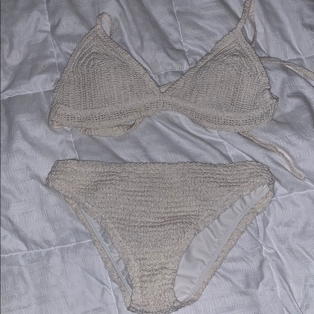 Crochet white bikini
